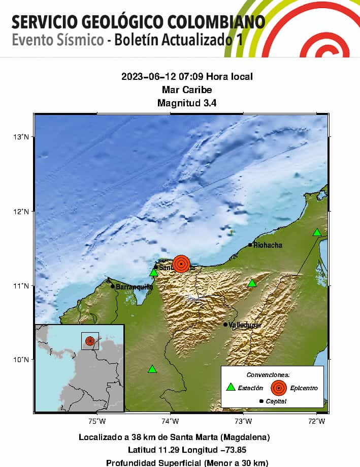 Fuerte temblor sacudió este lunes festivo a santa marta