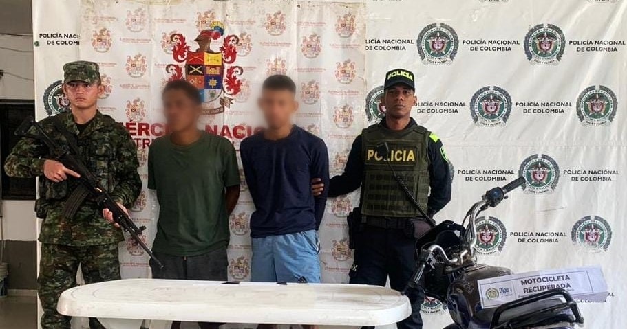 En el banco Magdalena ‘el mocho’ y ‘el negro’ fueron capturados con moto que habrían hurtado
