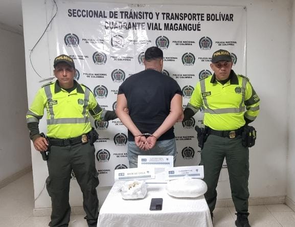 Un hombre fue capturado con 5 kilos de coca mientras viajaba en un bus de servicio público a magangué