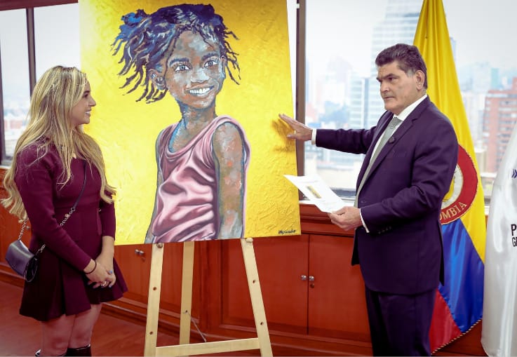 Procurador General recibió obra de artista colombiana y anunció espacio para el arte en la Procuraduría