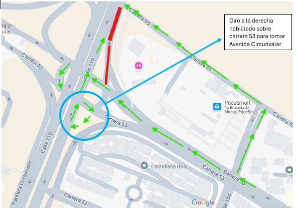 Desde el viernes 11 de abril, cierre total de la carrera 53 debajo del puente de la avenida Circunvalar, hasta la carrera 55