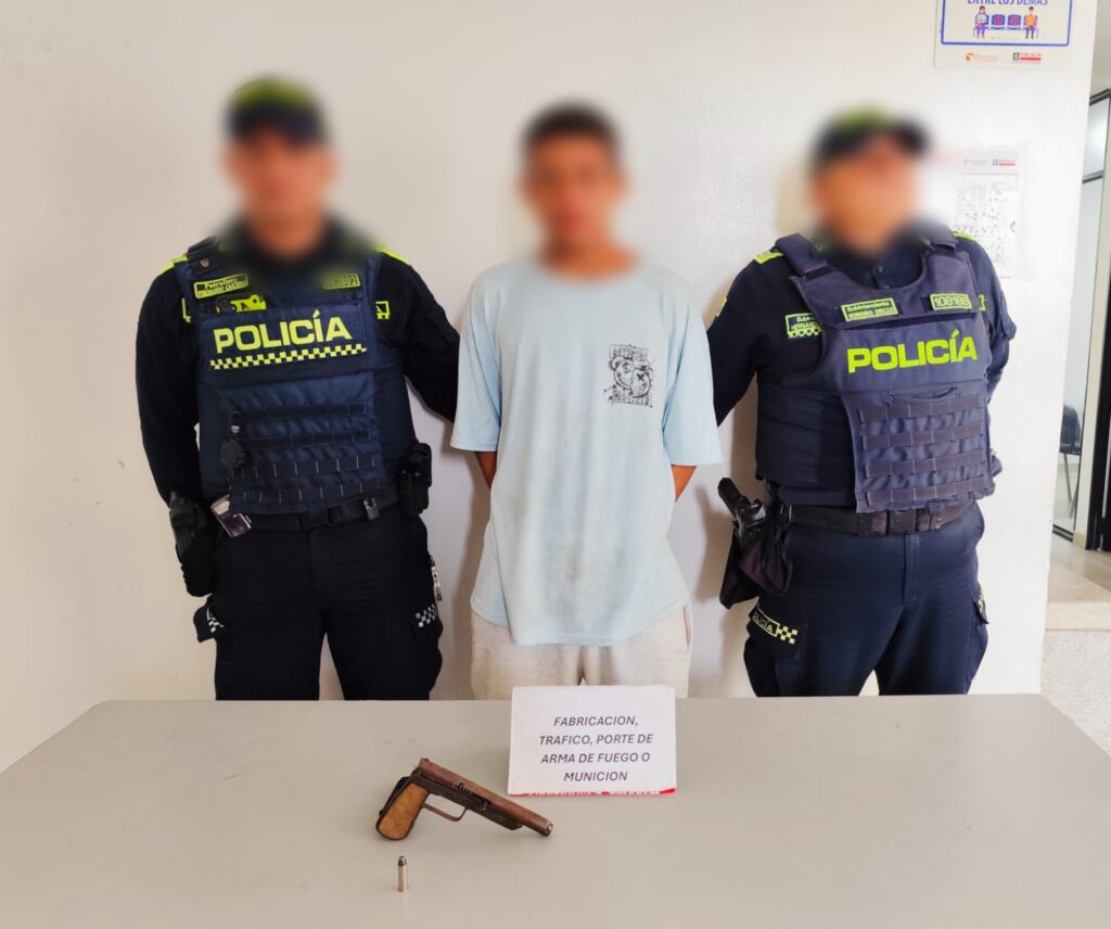 Captura por porte ilegal de arma de fuego en el barrio la central