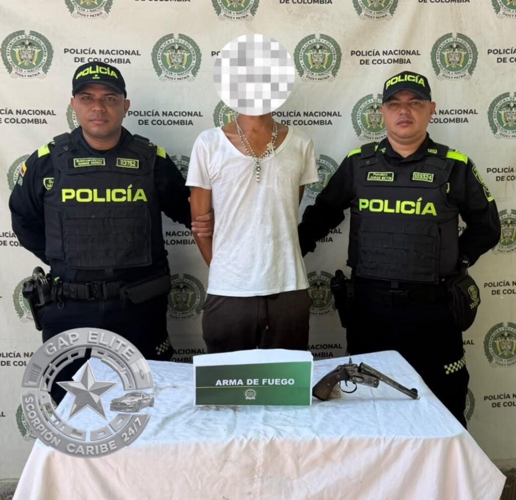 Captura en flagrancia por porte ilegal de arma de fuego en Sabanagrande.